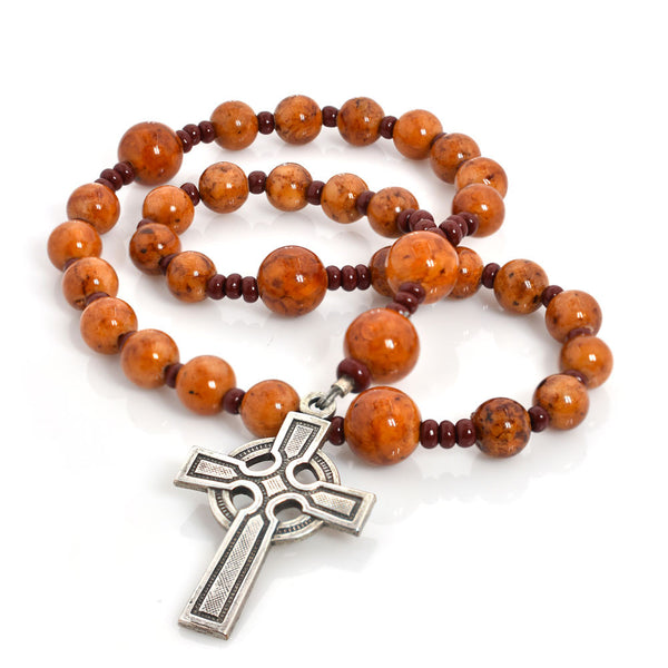Fossil Stone Red 33-Bead Prayer Beads