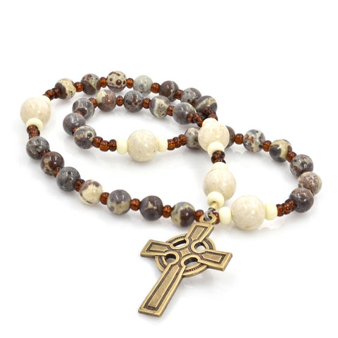 Brown Asteroid Jasper & River Stone 33-Bead Prayer Beads