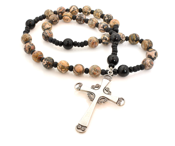 Leopard Skin Jasper and Onyx (Large) 33-Bead Prayer Beads