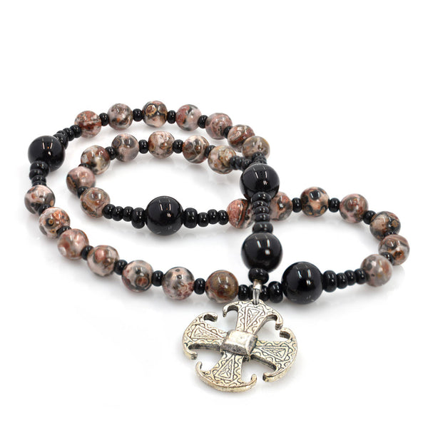 Leopard Skin Jasper & Onyx 33-bead Prayer Beads