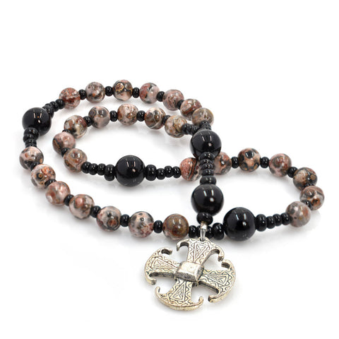 Leopard Skin Jasper & Onyx 33-bead Prayer Beads