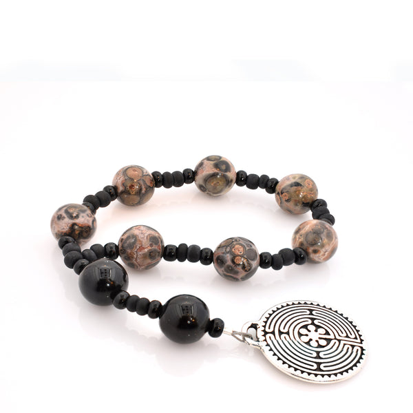 Leopard Skin Jasper & Onyx Chaplet