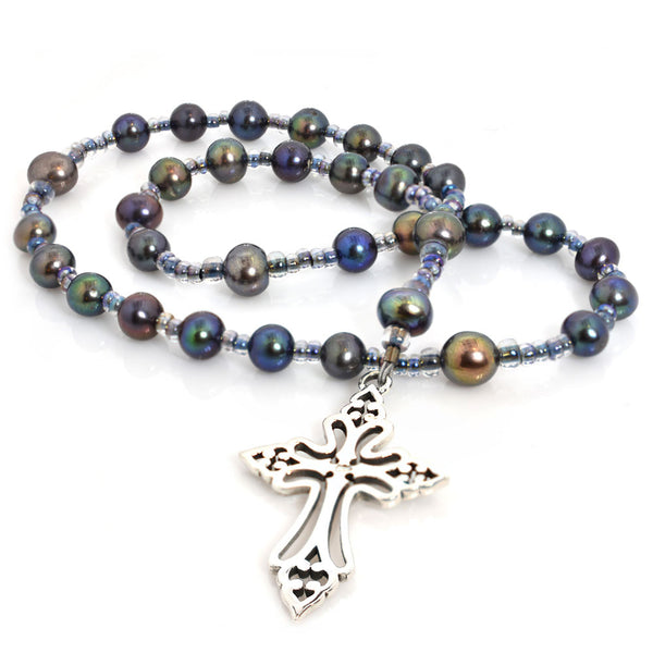 Peacock Freshwater Pearl 33-Bead Prayer Beads