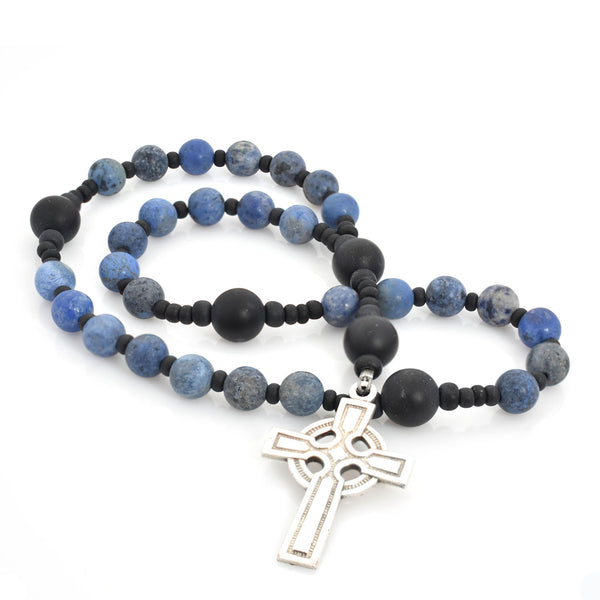 Dumortierite & Onyx 33-Bead Prayer Bead