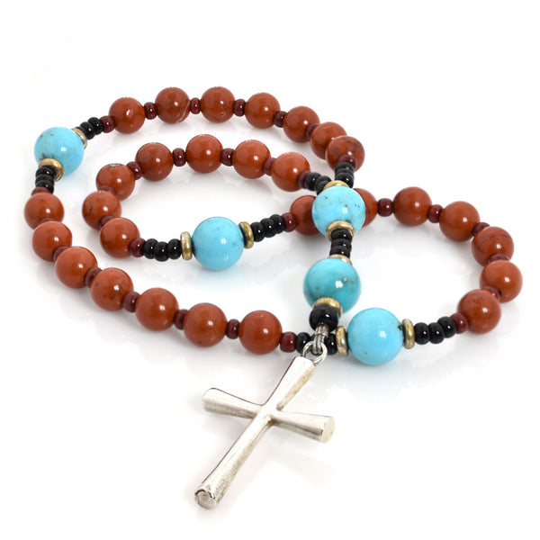 Campito Turquoise & Red Jasper 33-Bead Prayer Beads