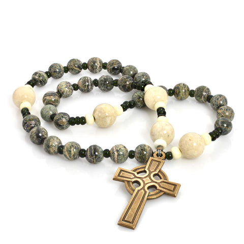 Zebra Jasper & River Stone 33-Bead Prayer Beads